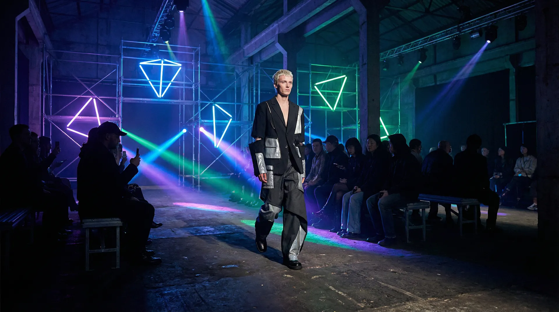 伦敦时装周 霓虹灯光前卫秀场