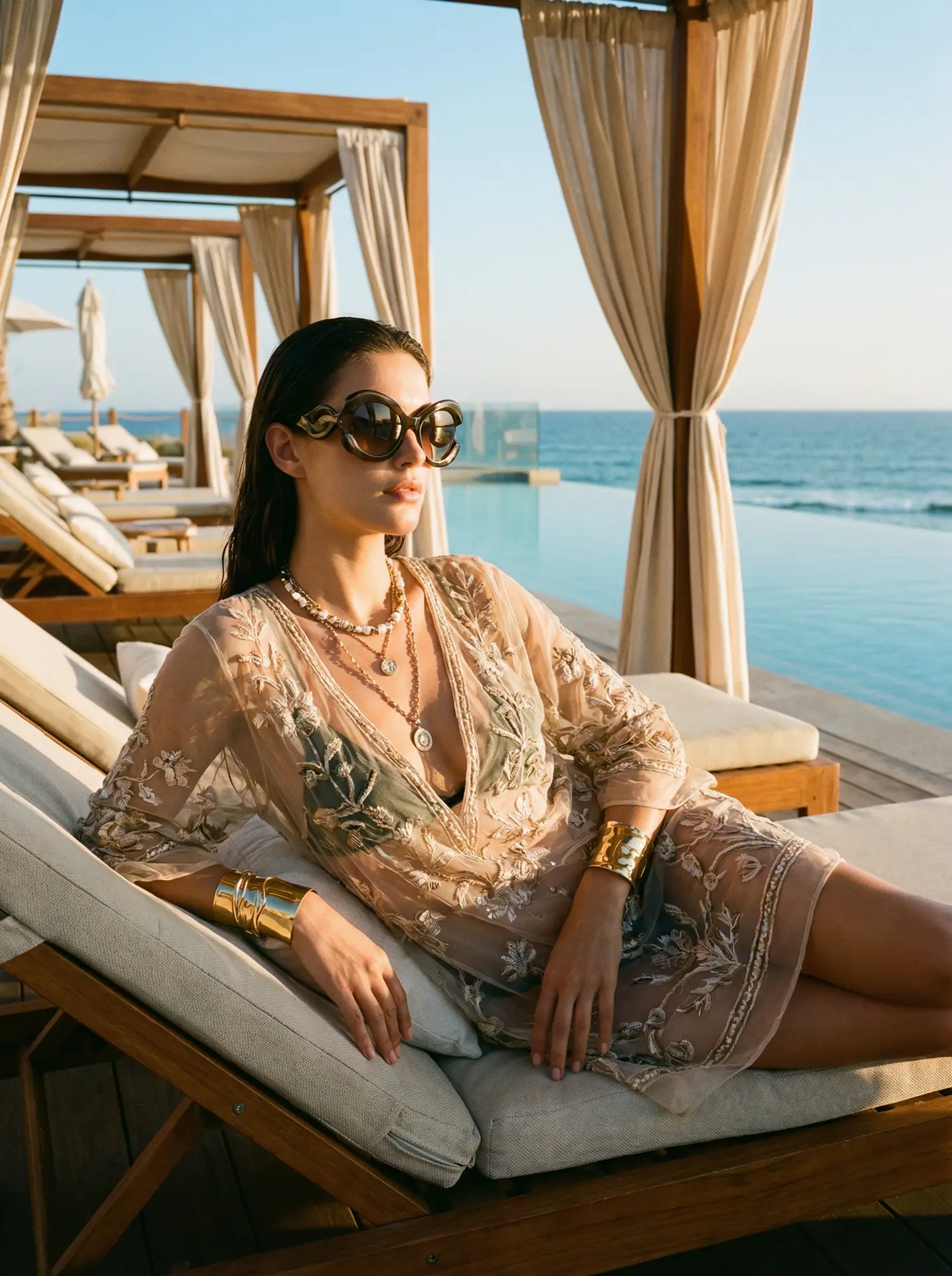 日落剪影海滩编辑短片